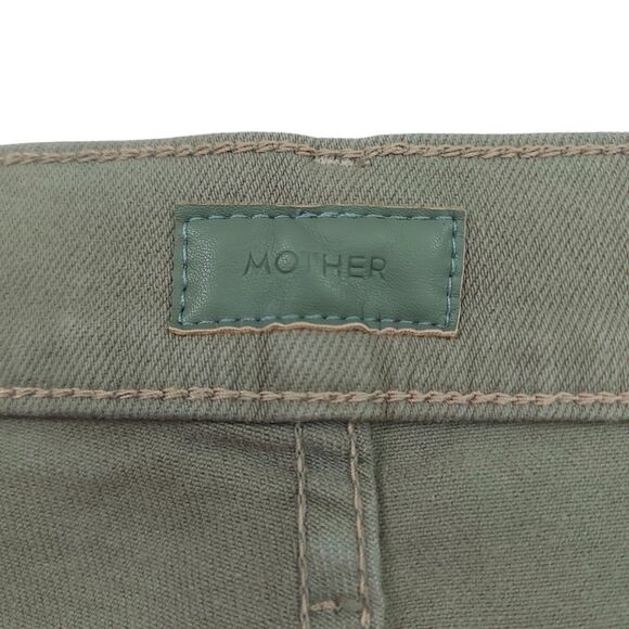 Mother Jeans Womens 27 Oil Green High Waisted Smoking Double Ankle Premium Denim - Picture 6 of 14